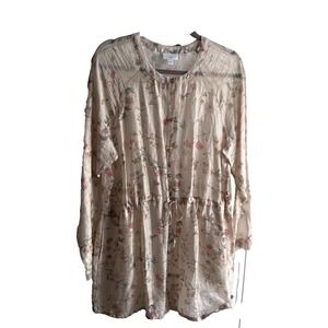 J. Jill Cream Floral Tunic Dress with Pink & Green Accents